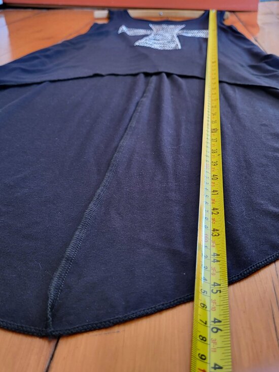 Twik Vintage Black High Low Dress Rhinestone Cross Sleeveless Whimsygoth - Picture 7 of 14